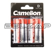 Батарейка LR20 1.5V блистер 2шт. Alkaline Plus, D LR20 1.5V BL-2, CAMELION
